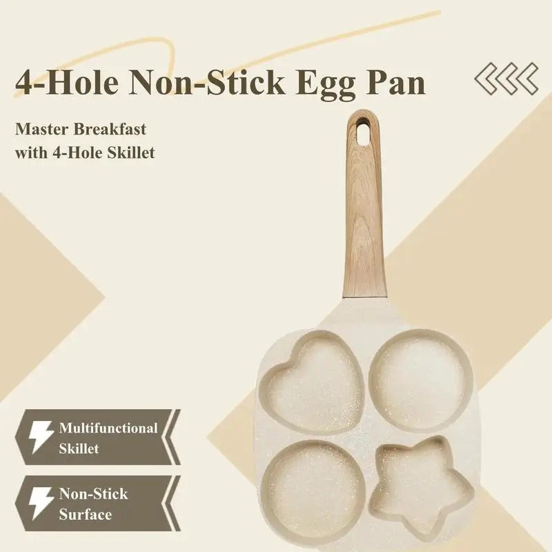 Heart & Star Shape 4-Hole Non-Stick Breakfast Fry Pan