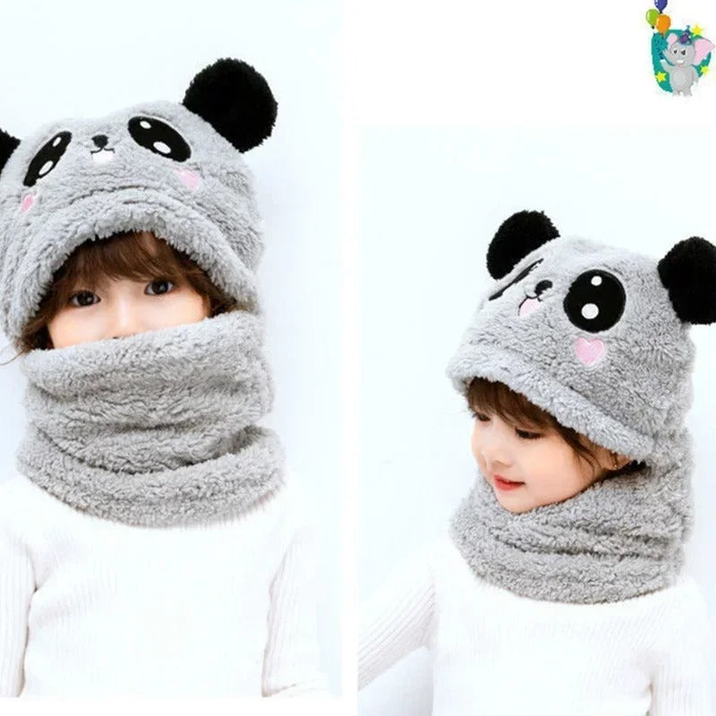 Winter Baby Ear Protection Hat & Integrated Scarf Set