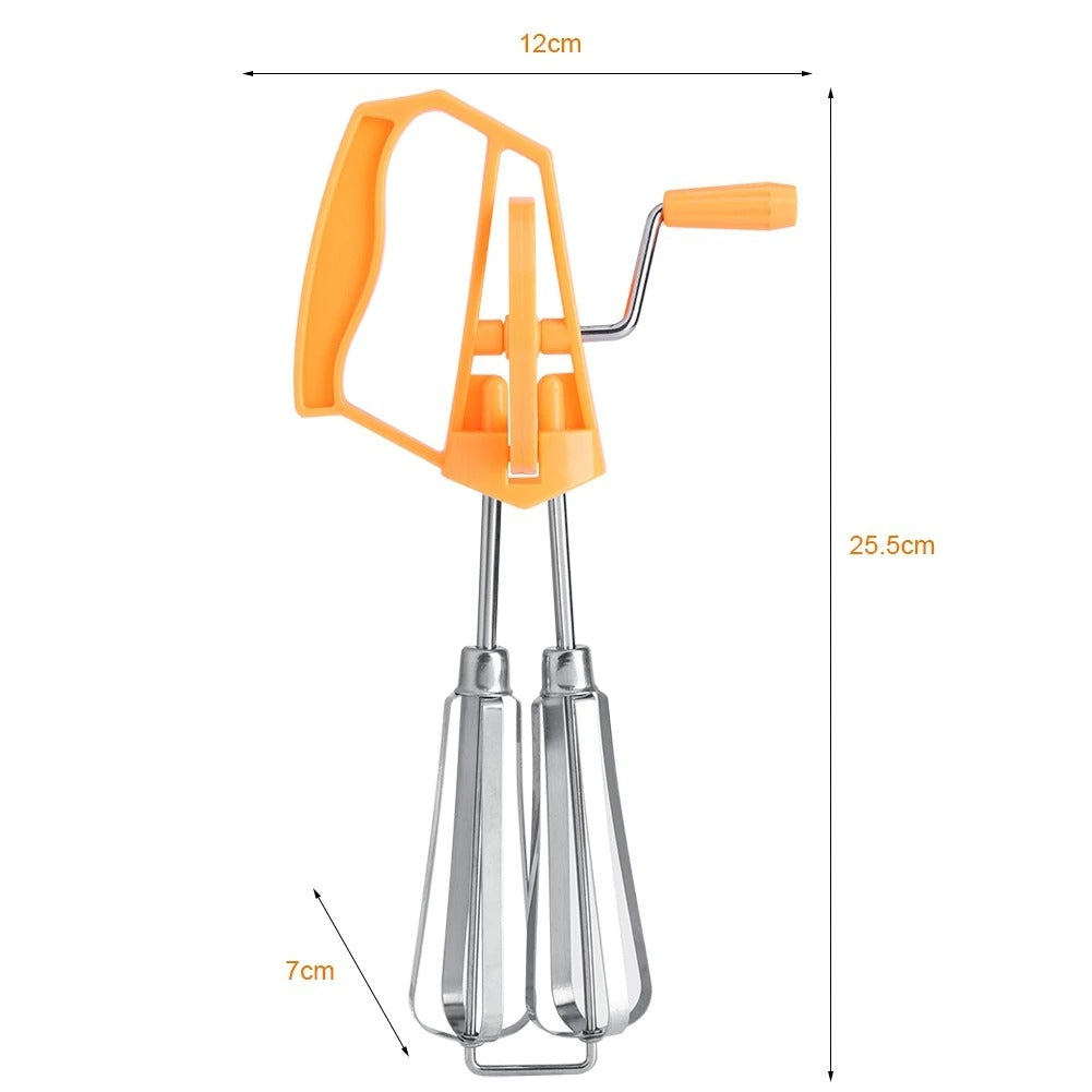 Semi-Automatic Stainless Steel Hand Beater – Manual Spring-Action Egg Whisk & Milk Frother