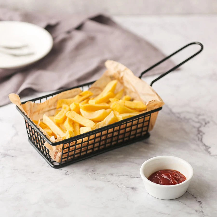 Rectangular French Fries Snack Basket – Restaurant Style Serving (Random)