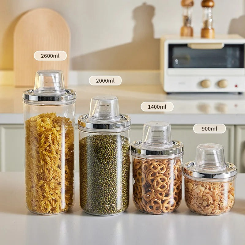 Premium Airtight Sealed Food Storage Jars – Clear Stackable Pantry Organizers
