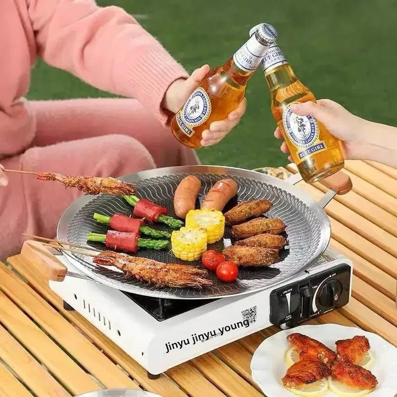 Non-Stick Korean Style BBQ Grill Pan - Portable Outdoor Griddle