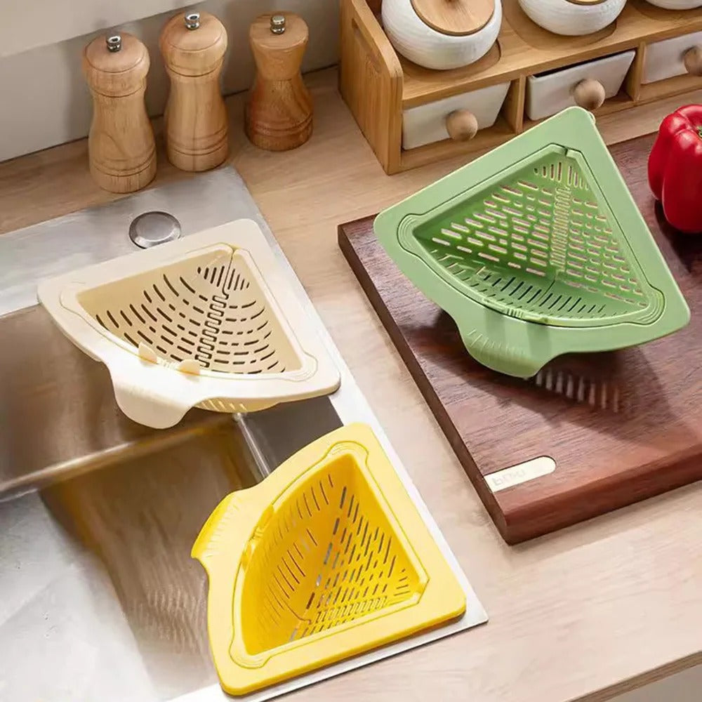 Magnetic Corner Sink Drain Basket – Foldable Mesh Kitchen Strainer & Waste Filter (Random Colours)
