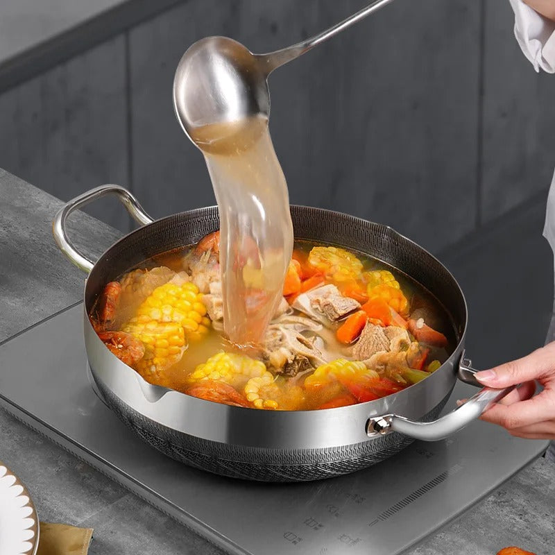 Premium Honeycomb Stainless Steel Non-Stick Cooking Pan - Professional Skillet with Tempered Glass Lid