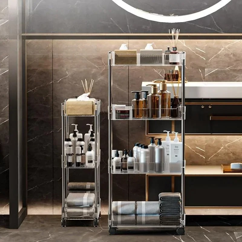 Luxury Acrylic 4-Tier Trolley – Multi-Purpose Storage Organizer with Wheels