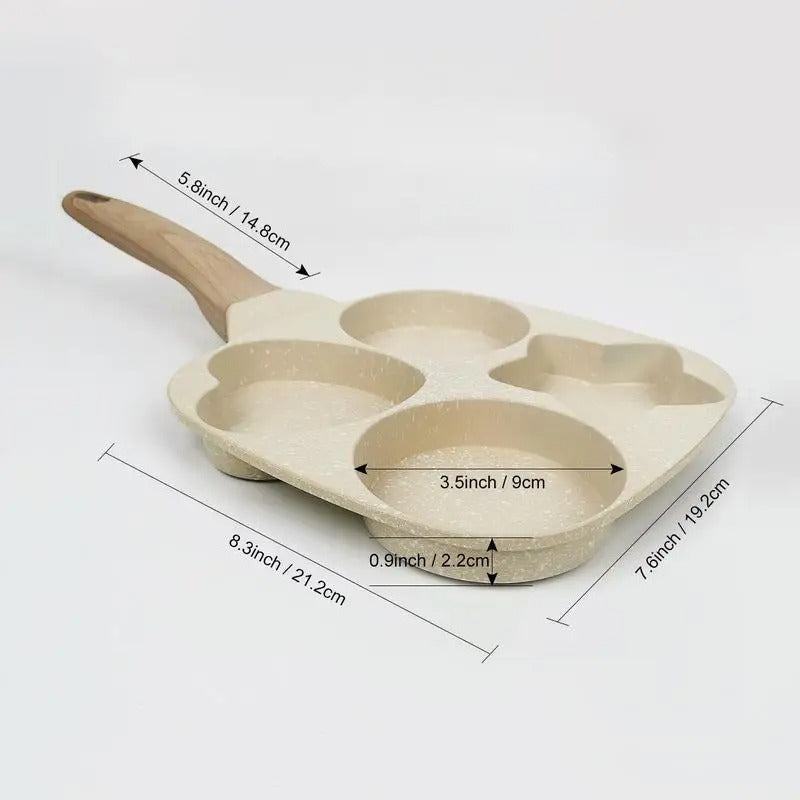 Heart & Star Shape 4-Hole Non-Stick Breakfast Fry Pan