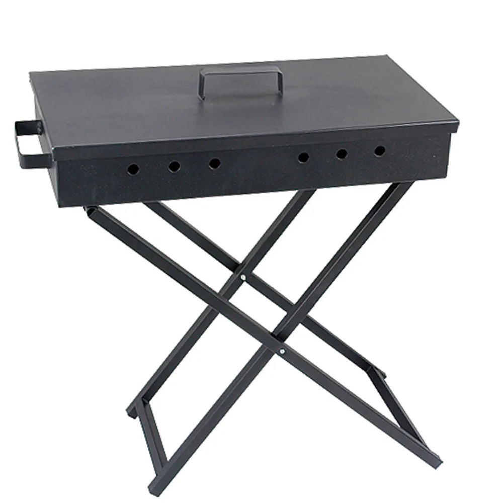 Portable Charcoal BBQ Grill with Manual Hand-Crank Blower