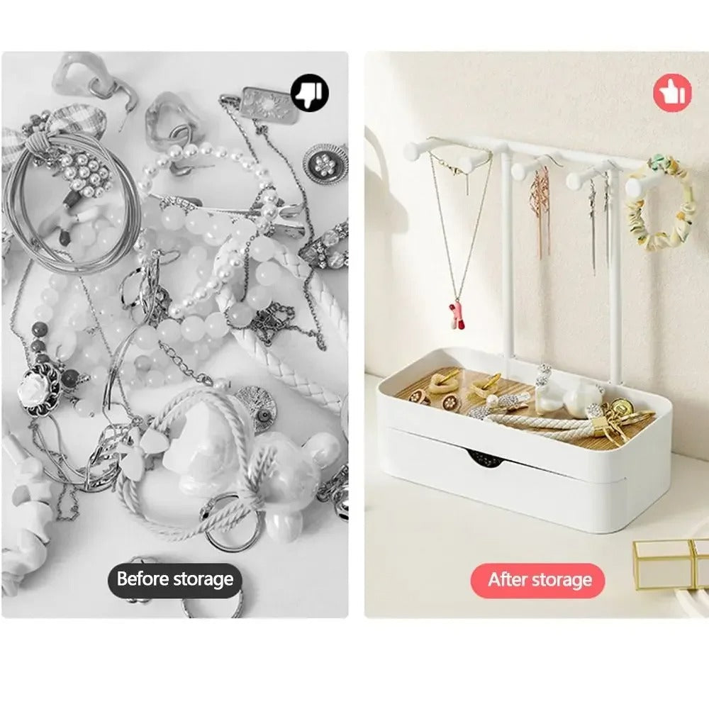 Wall-Mount Jewelry Organizer – Hanging Display for Necklaces & Earrings (Random Color)