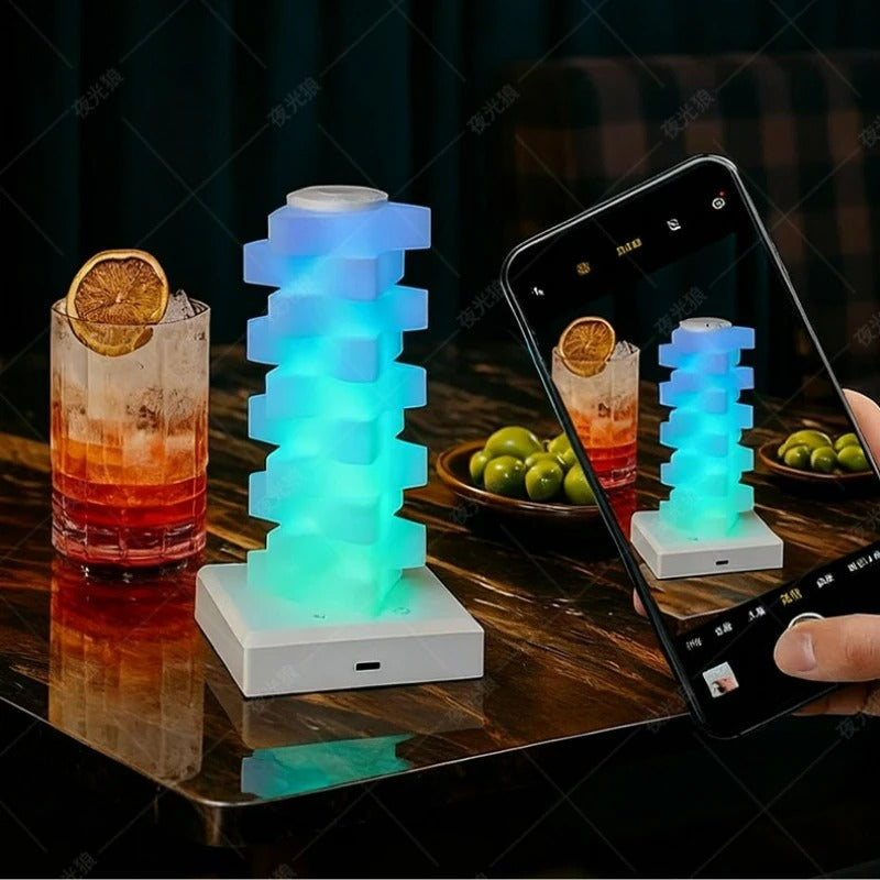 Triangle Cube Atmosphere Lamp – RGB Multi-Colour Rechargeable Desk Light