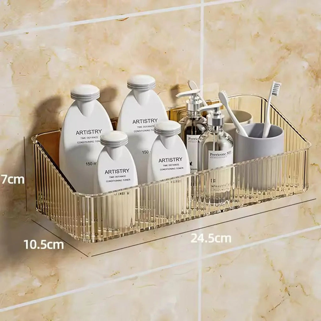 Wall Mounted Cosmetics Storage Rack - Corner Wall Shelf Organizer for Bathroom