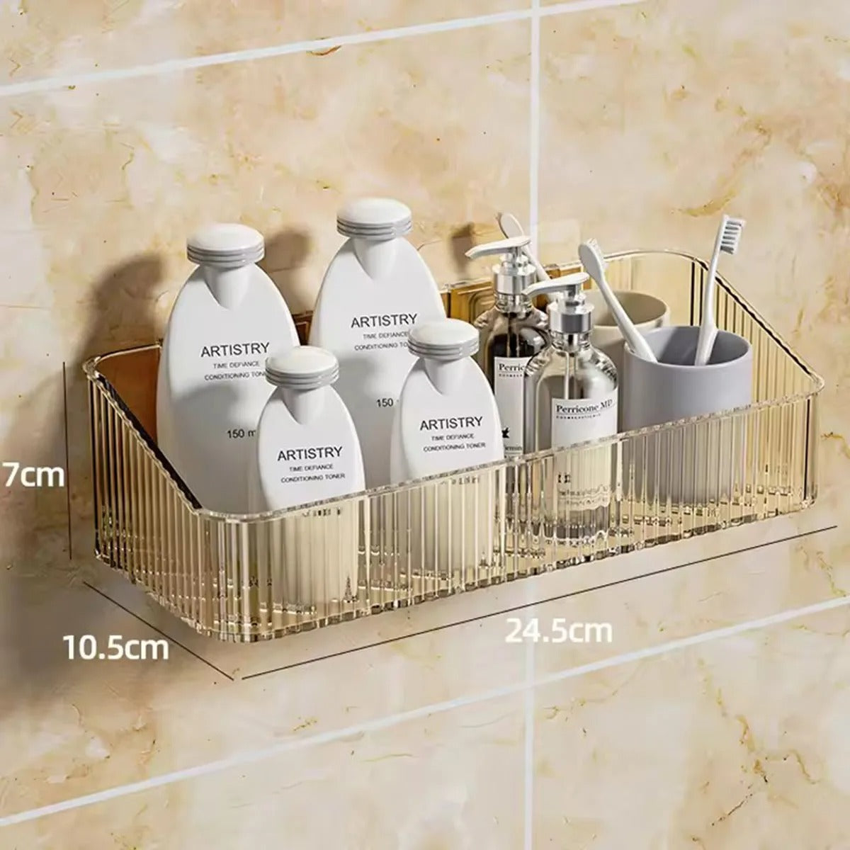 Wall Mounted Cosmetics Storage Rack - Corner Wall Shelf Organizer for Bathroom