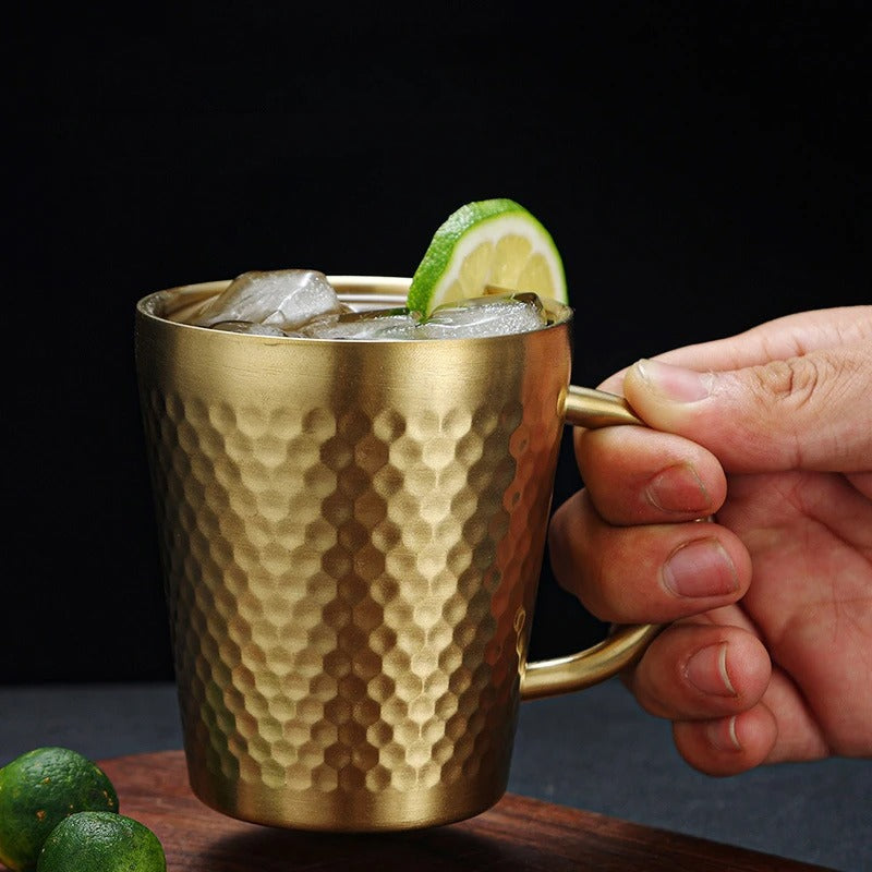 Hammered Stainless Steel Mug - Insulated Coffee Travel Cup