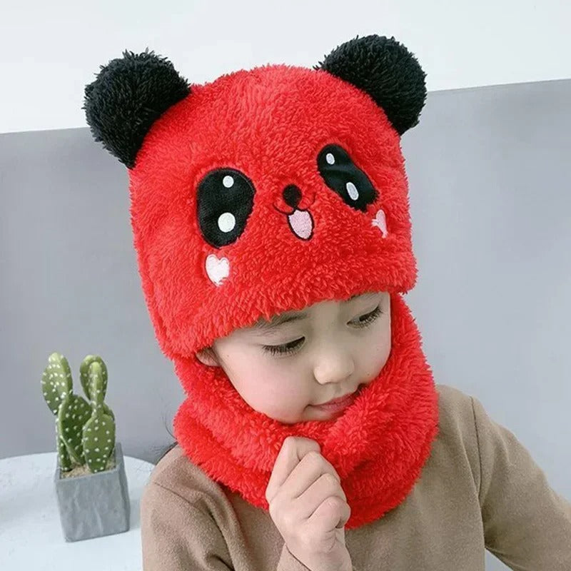 Winter Baby Ear Protection Hat & Integrated Scarf Set