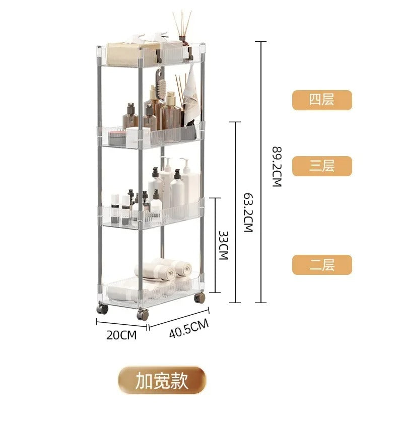 Luxury Acrylic 4-Tier Trolley – Multi-Purpose Storage Organizer with Wheels