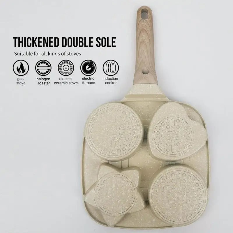 Heart & Star Shape 4-Hole Non-Stick Breakfast Fry Pan