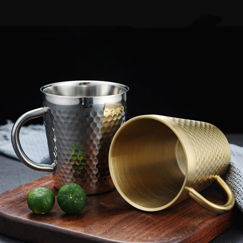 Hammered Stainless Steel Mug - Insulated Coffee Travel Cup