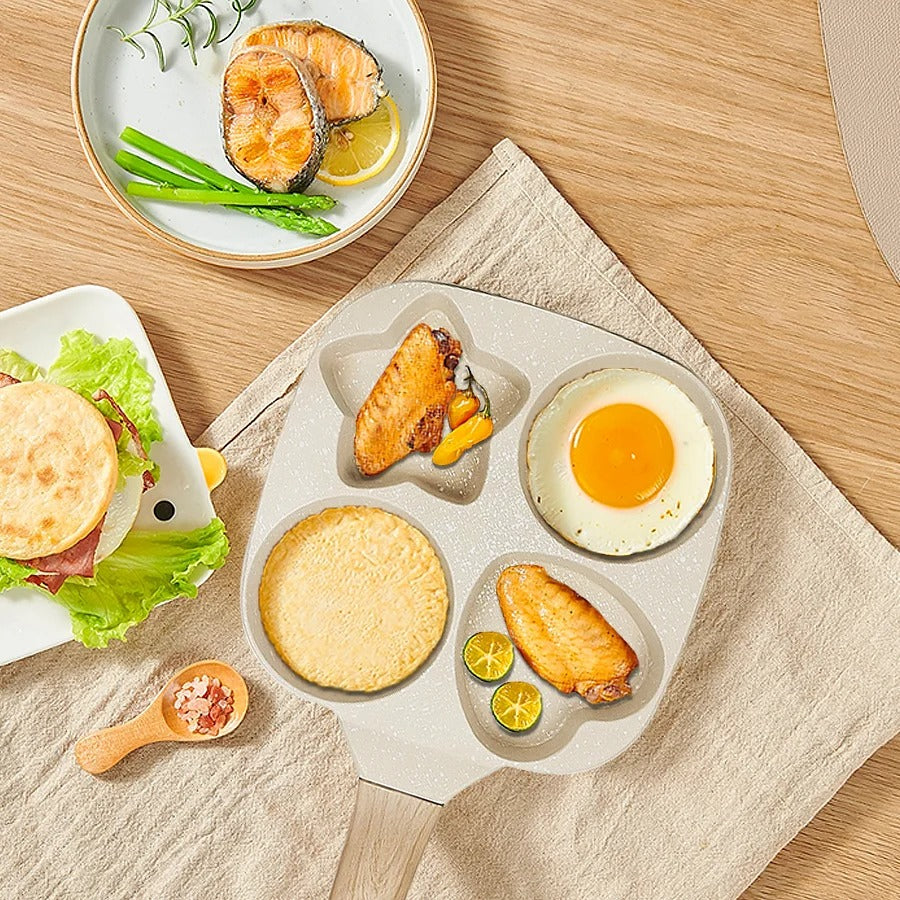 Heart & Star Shape 4-Hole Non-Stick Breakfast Fry Pan