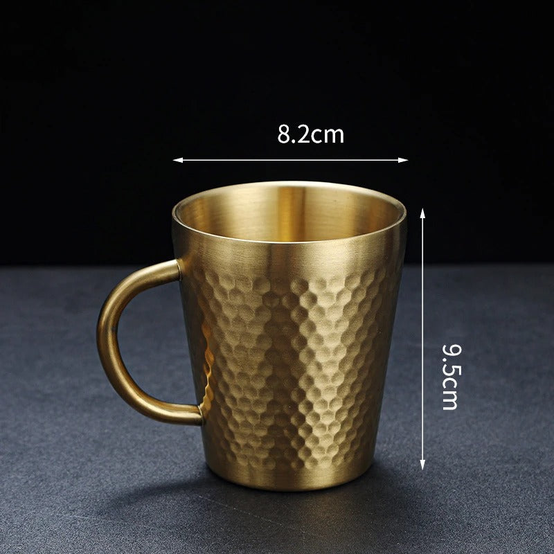 Hammered Stainless Steel Mug - Insulated Coffee Travel Cup