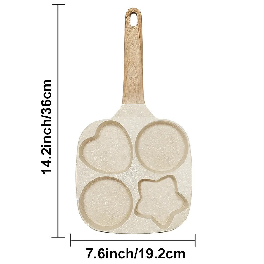 Heart & Star Shape 4-Hole Non-Stick Breakfast Fry Pan
