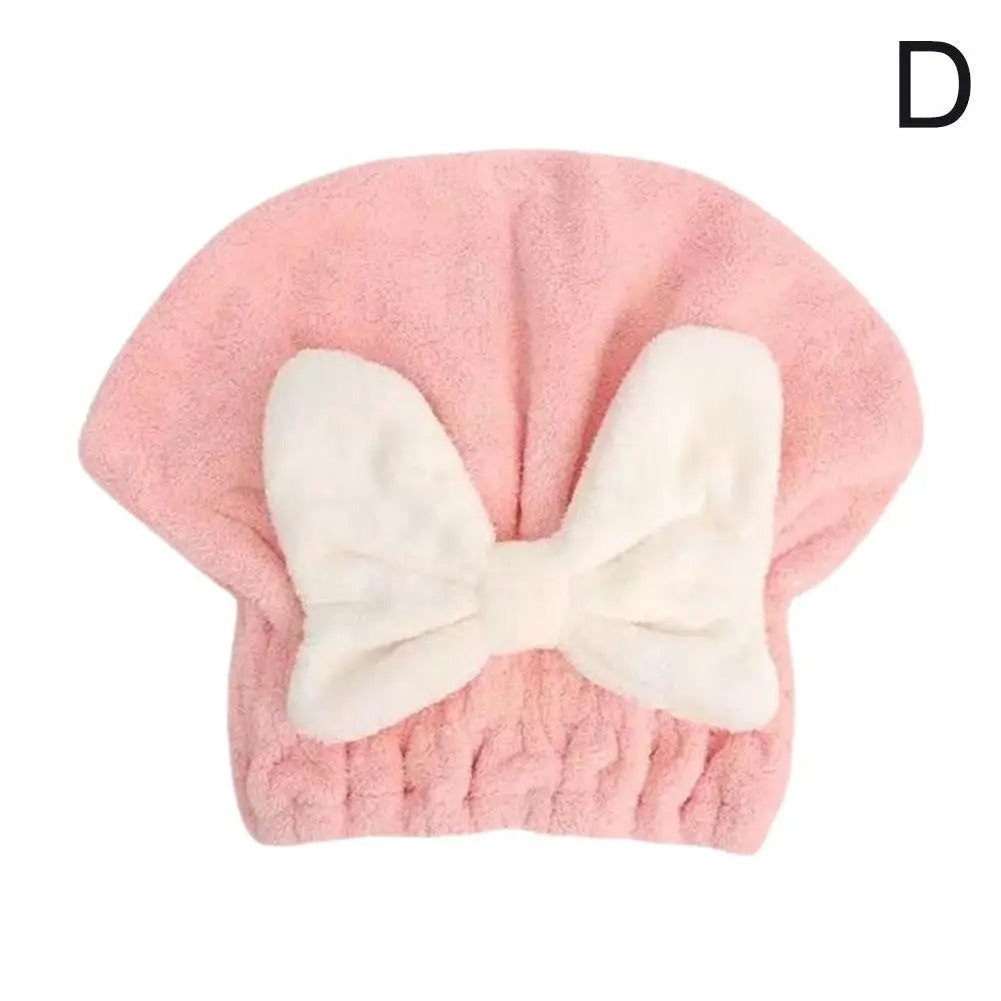 Ultra-Absorbent Microfiber Hair Drying Cap & Quick-Dry Magic Towel with Cute Bow