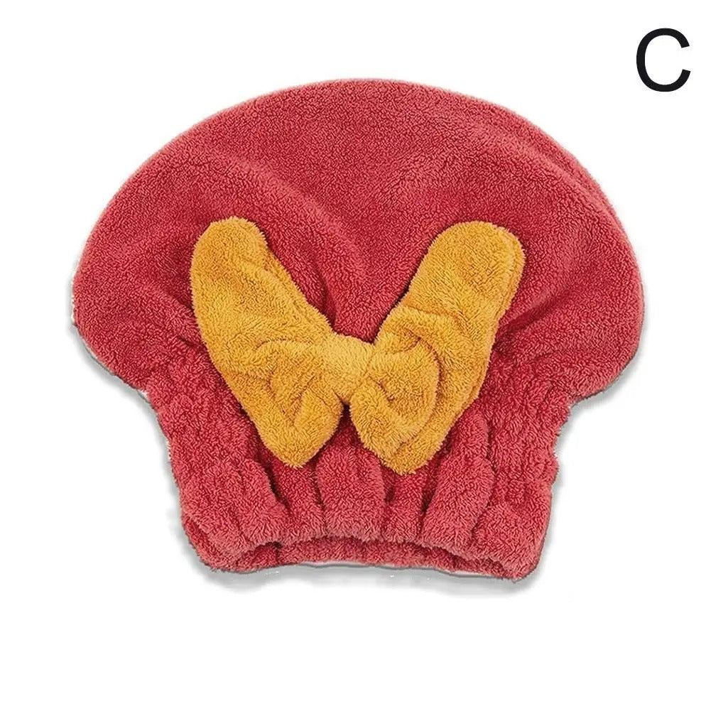 Ultra-Absorbent Microfiber Hair Drying Cap & Quick-Dry Magic Towel with Cute Bow