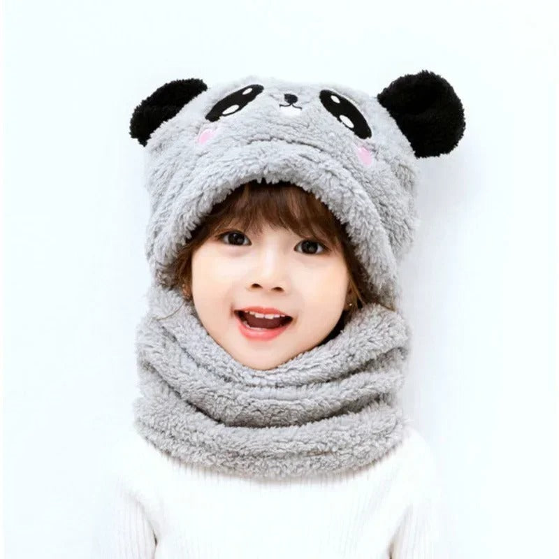 Winter Baby Ear Protection Hat & Integrated Scarf Set