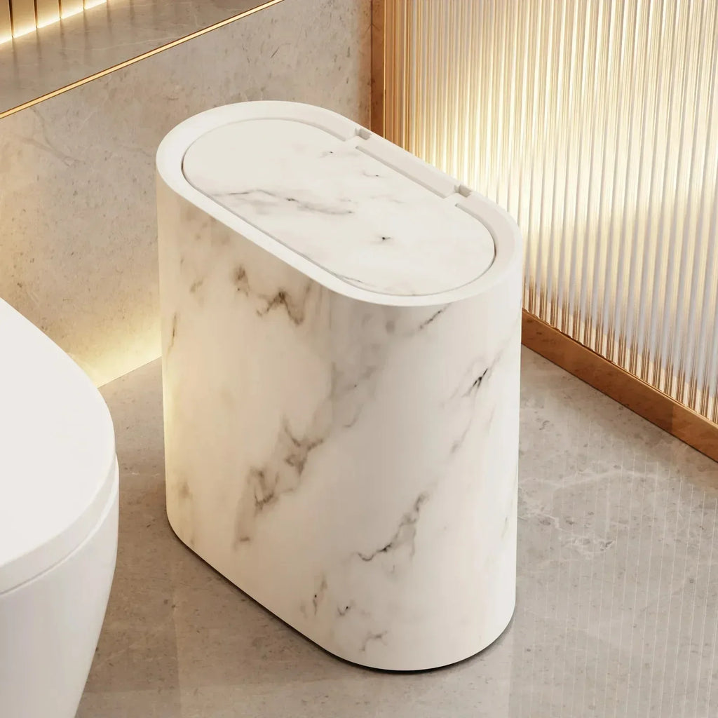 Modern Slim Premium Plastic Dustbin with Press-Top Lid (Random Design)