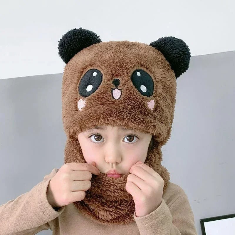 Winter Baby Ear Protection Hat & Integrated Scarf Set