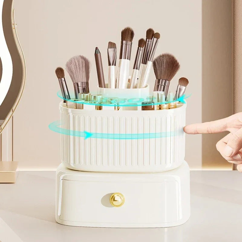 Makeup Brush Storage Box with Drawer Organizer