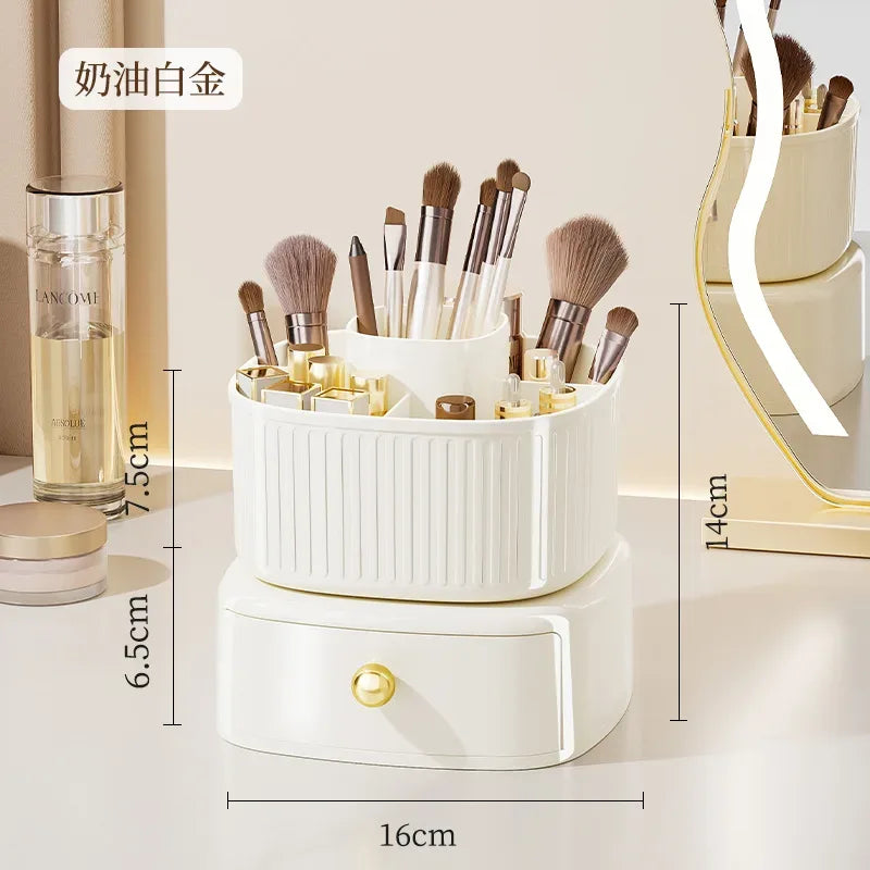 Makeup Brush Storage Box with Drawer Organizer