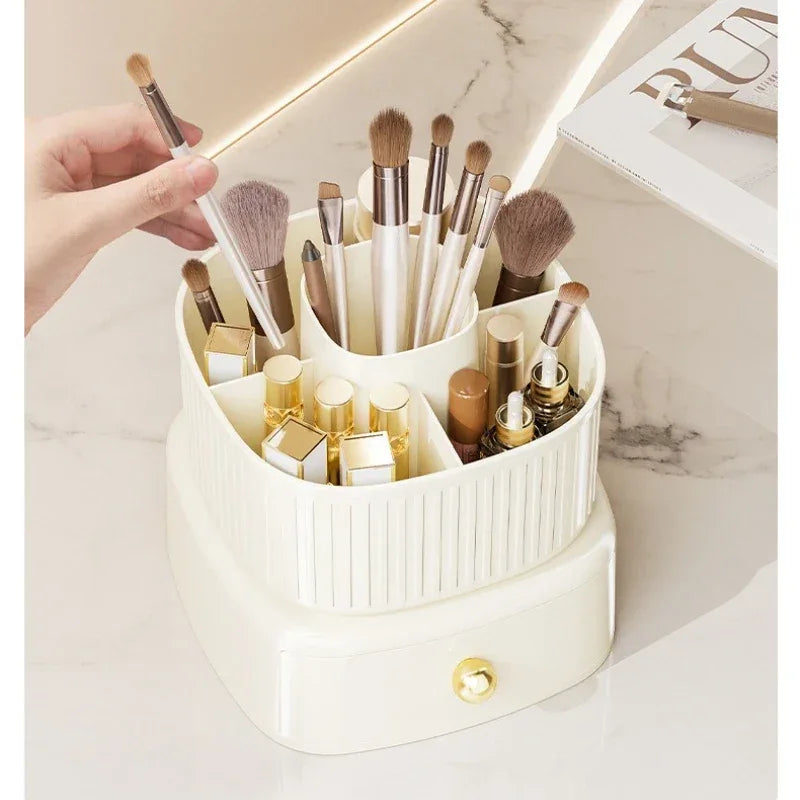 Makeup Brush Storage Box with Drawer Organizer