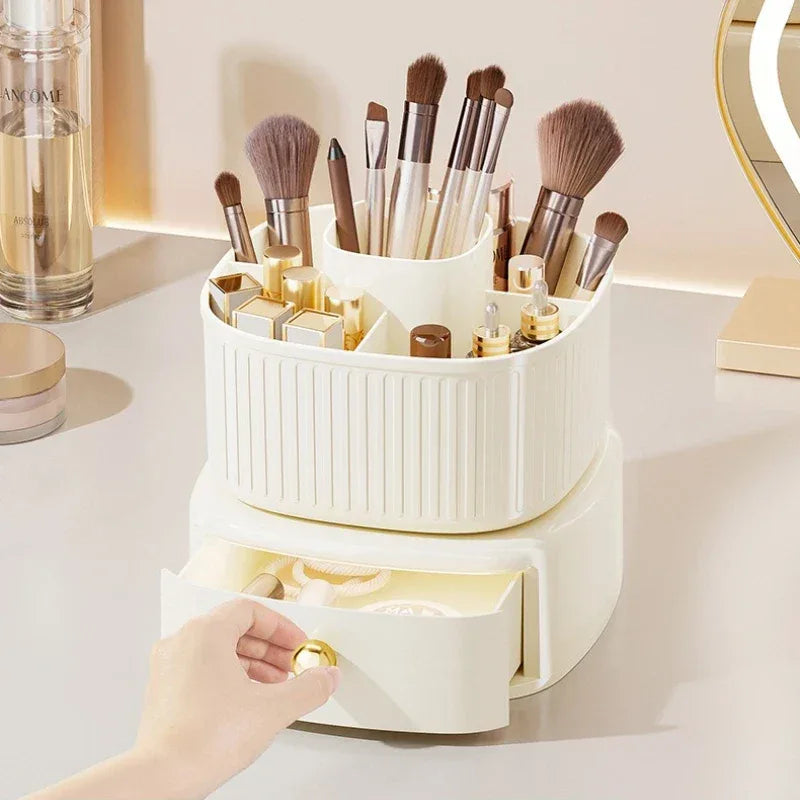 Makeup Brush Storage Box with Drawer Organizer