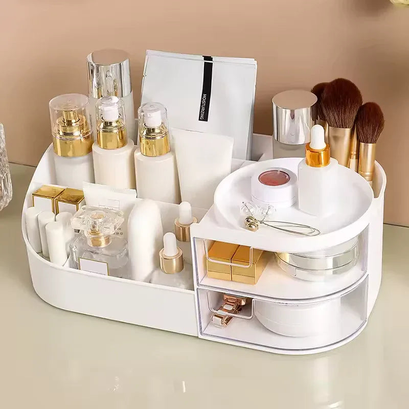 Makeup Storage Box with Mirror & Organizer