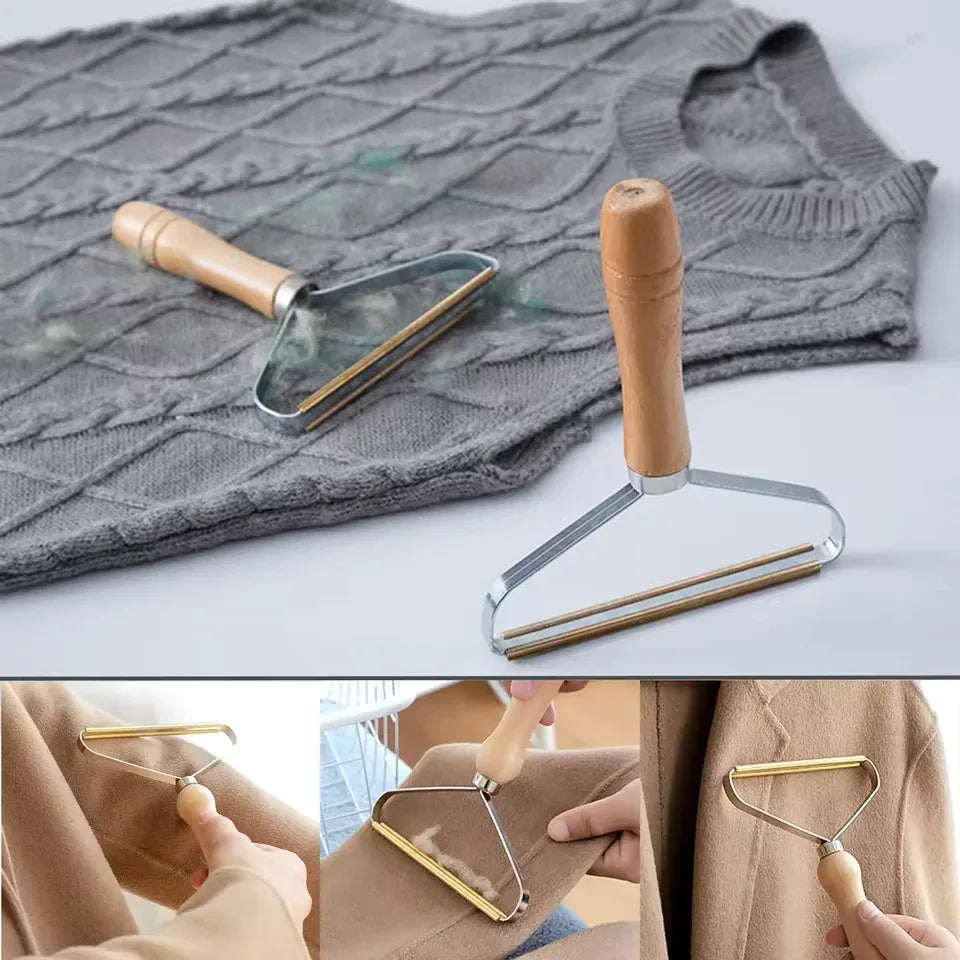 Manual Lint Remover for Clothes with Wood Handle