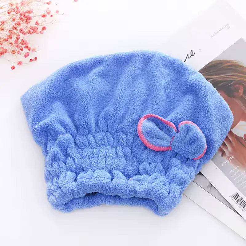 Microfiber Hair Drying Towel Cap - Soft & Absorbent