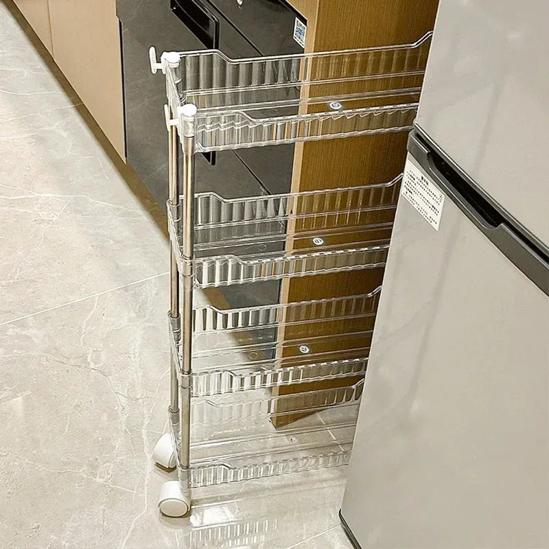 Luxury Acrylic 4-Tier Trolley – Multi-Purpose Storage Organizer with Wheels