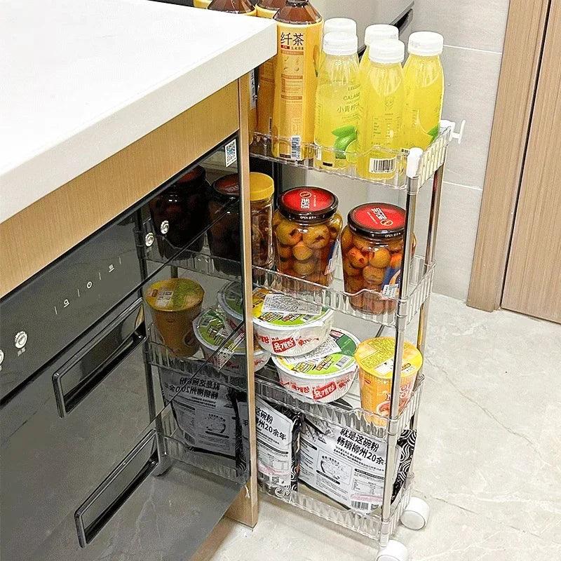 Luxury Acrylic 4-Tier Trolley – Multi-Purpose Storage Organizer with Wheels