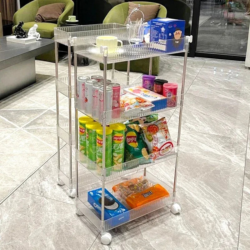 Luxury Acrylic 4-Tier Trolley – Multi-Purpose Storage Organizer with Wheels