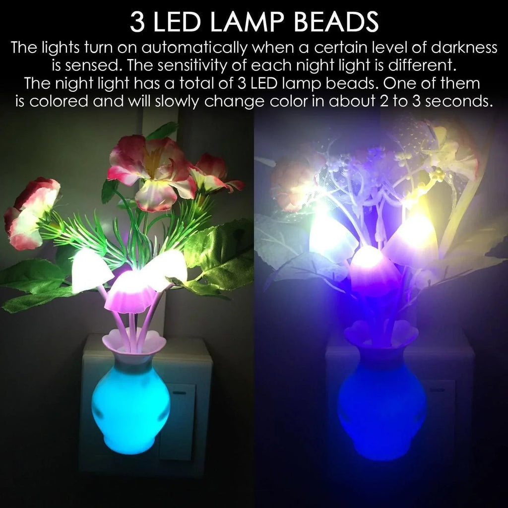 Mini LED Night Lamp with Floral Vase Design