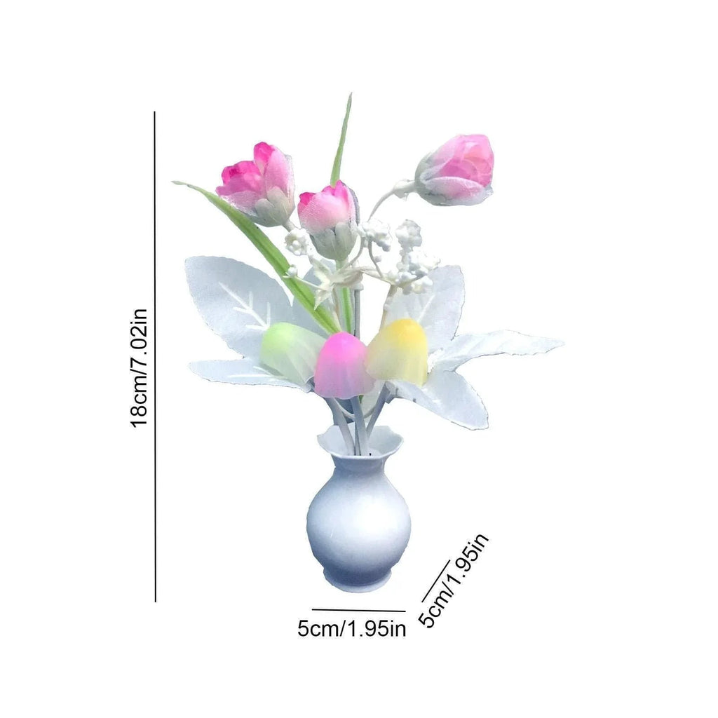 Mini LED Night Lamp with Floral Vase Design