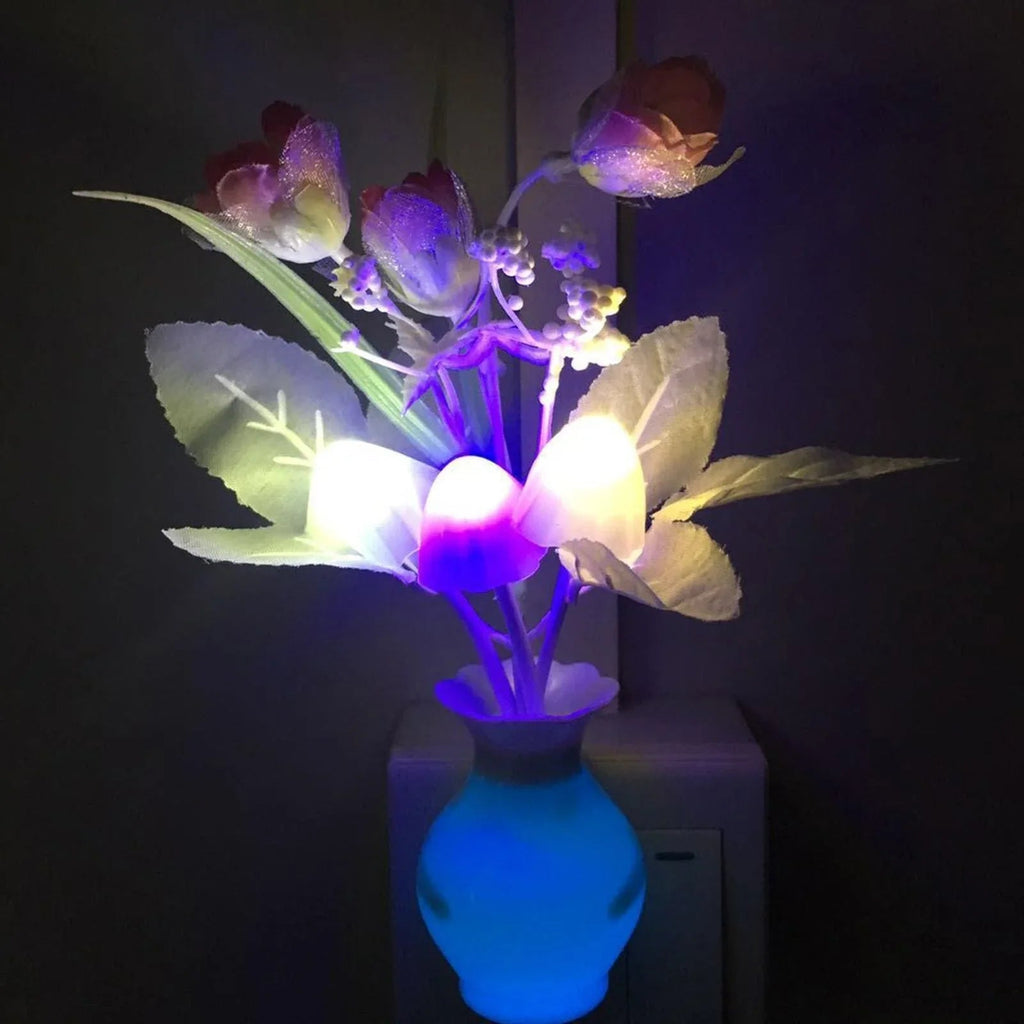 Mini LED Night Lamp with Floral Vase Design