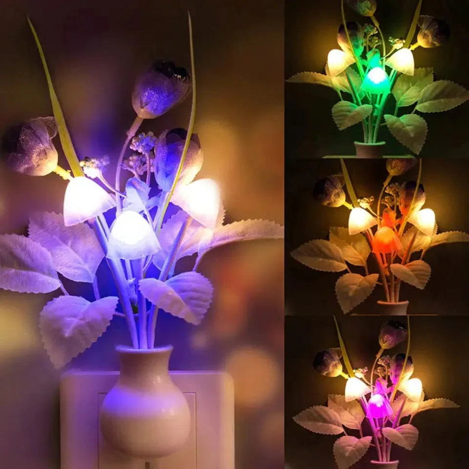 Mini LED Night Lamp with Floral Vase Design