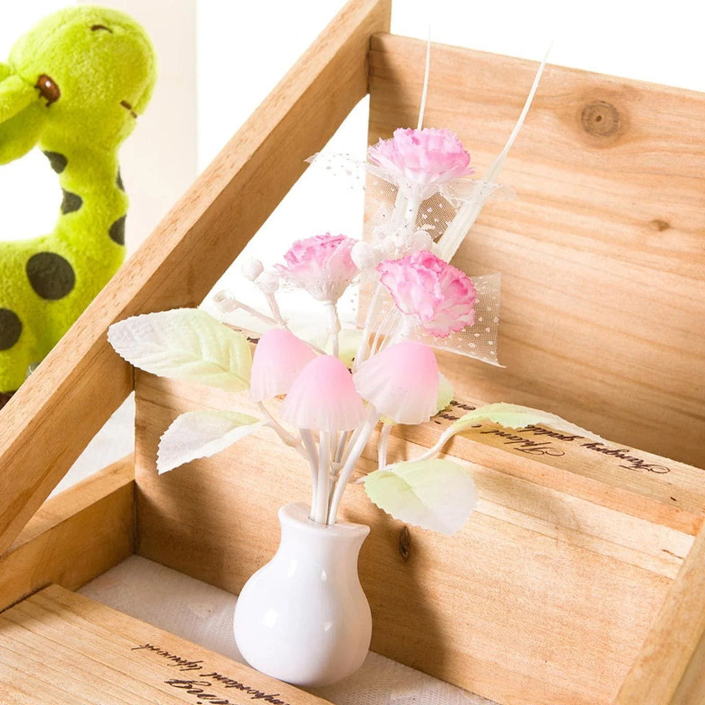 Mini LED Night Lamp with Floral Vase Design