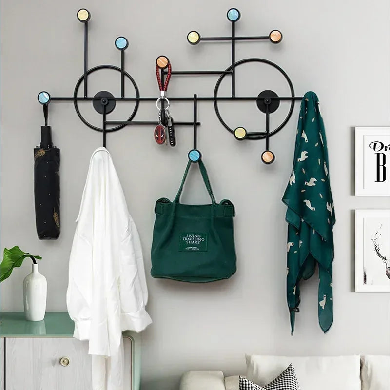 Modern Wall Mounted Coat Stand with Colorful Hooks