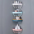 Wall-Mounted Corner Shower Shelf with Hooks