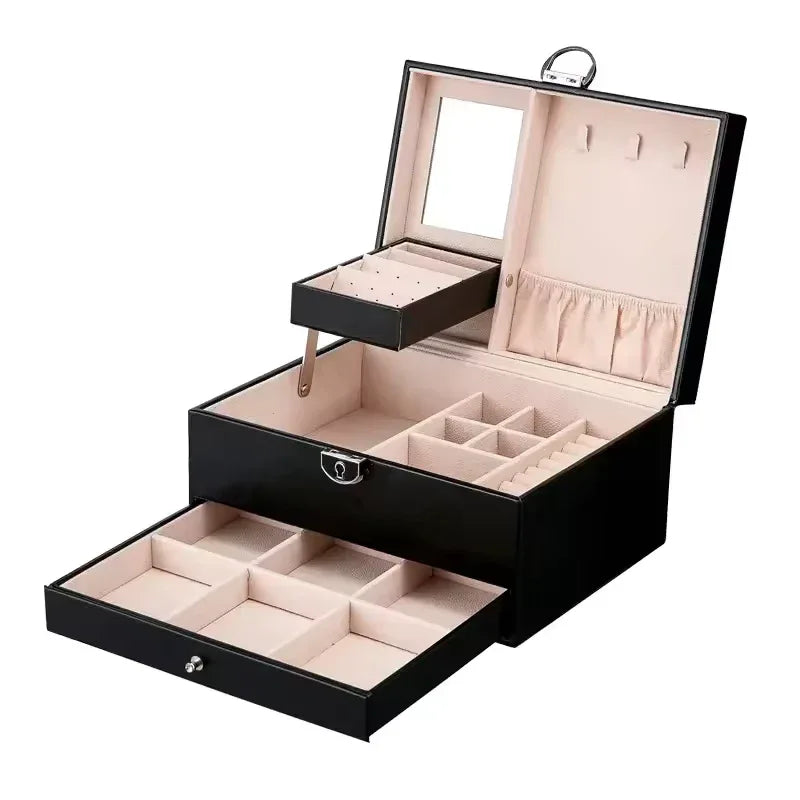 Multi-Layer Jewelry Storage Case with Drawers