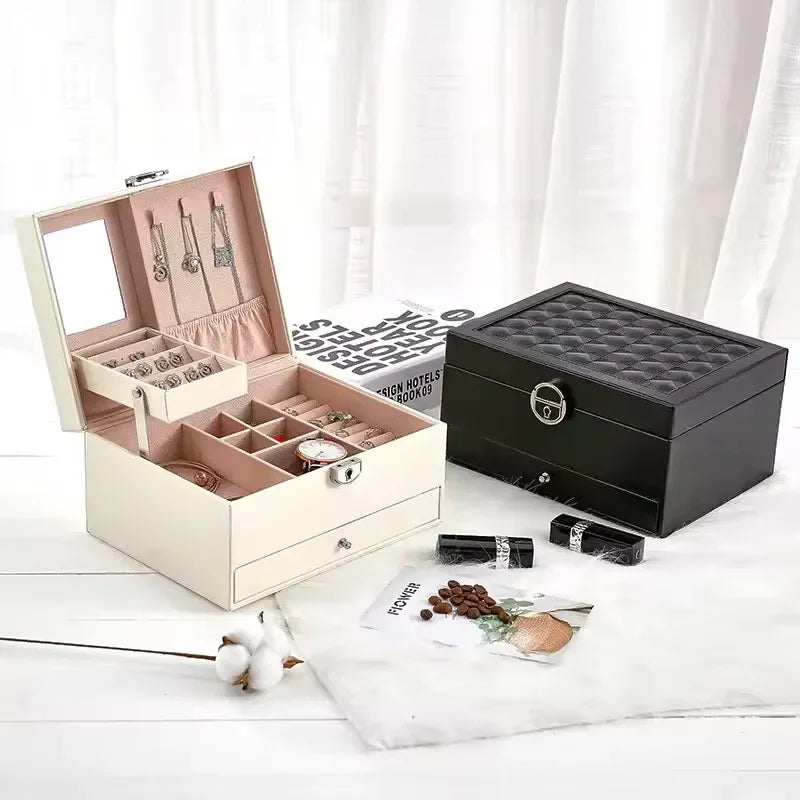 Multi-Layer Jewelry Storage Case with Drawers