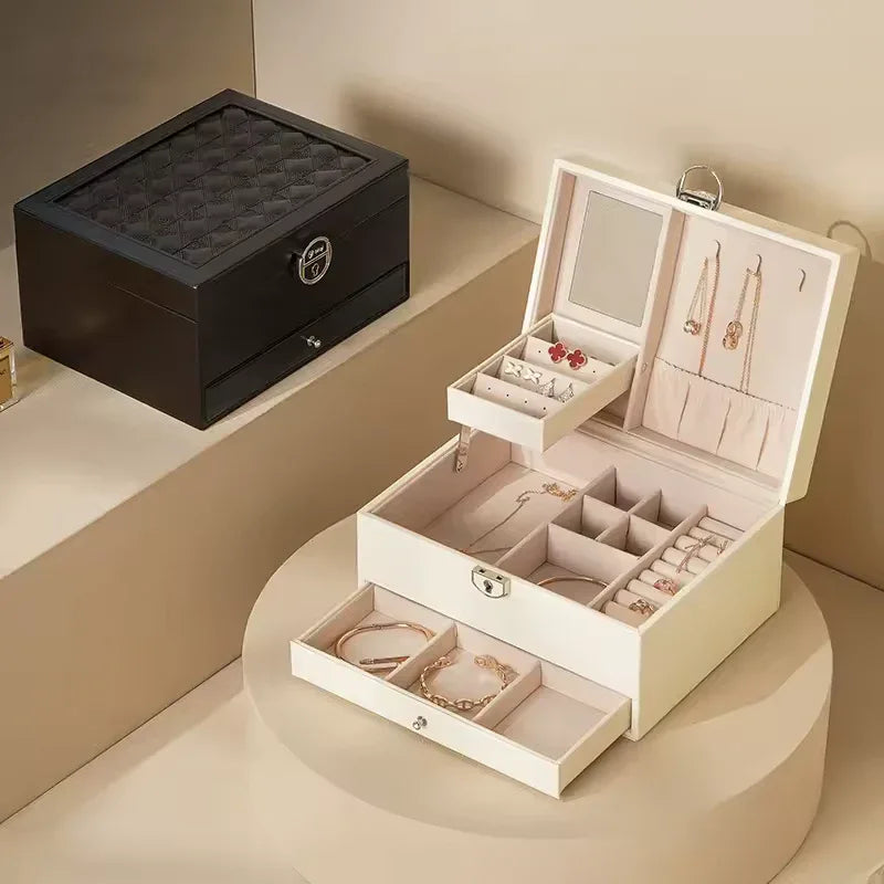 Multi-Layer Jewelry Storage Case with Drawers
