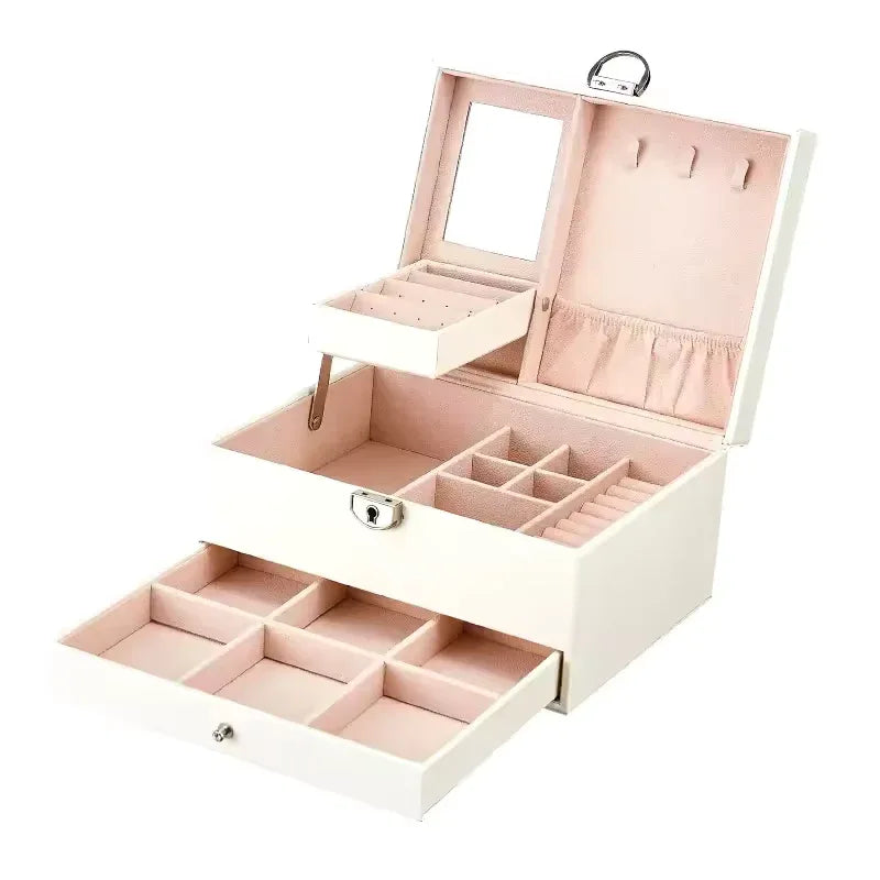 Multi-Layer Jewelry Storage Case with Drawers