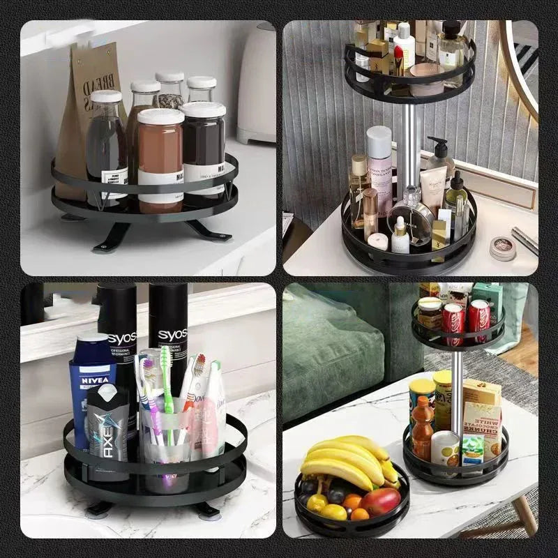 Multi-Layer Kitchen Storage Organizer - 3-Tier Rotating Rack